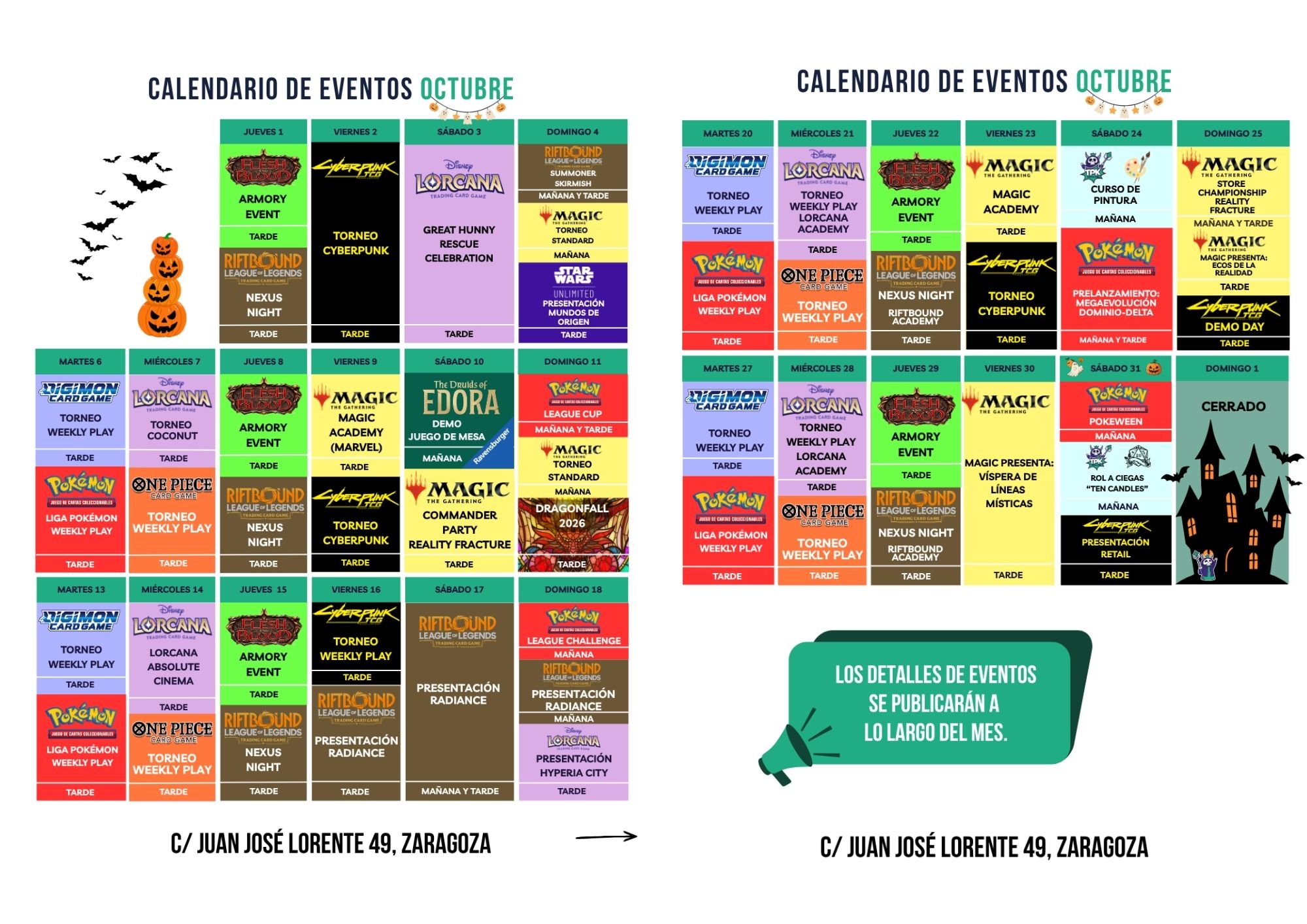 Calendario de eventos del mes en TPK